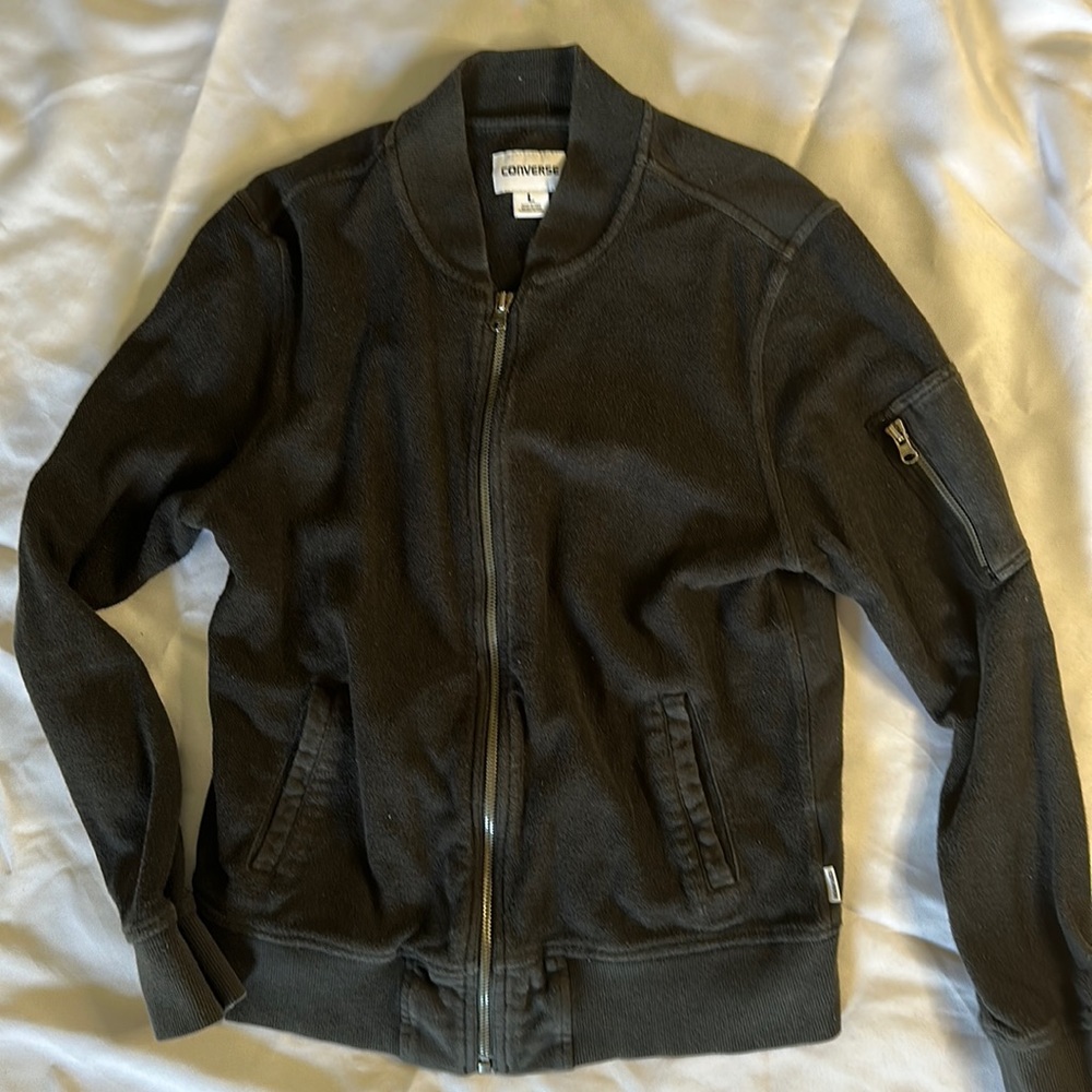 Women’s Converse Black Bomber Jacket fits like a M
